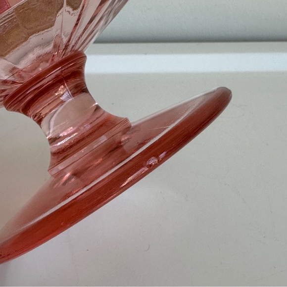 Vintage Pink Glass Footed Compote Candy Dish Gold Trim Tiffin Rambler Rose - Picture 13 of 14